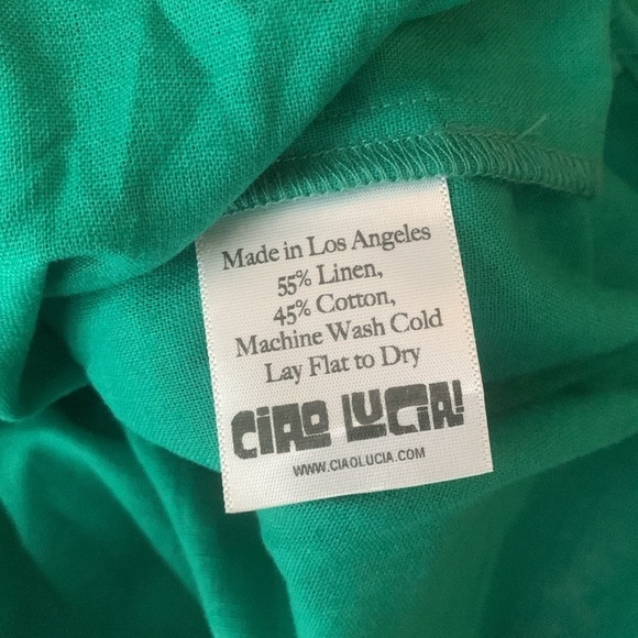 CIAO LUCIA! Corina Top Emerald xs cropped flowy tie neck classic elegant boho - Picture 9 of 12